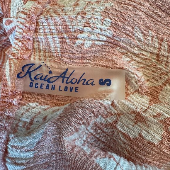 Kai Aloha Ocean Love Womens Peach Pink Floral Spaghetti Strap Mini Dress Size S - Picture 5 of 7